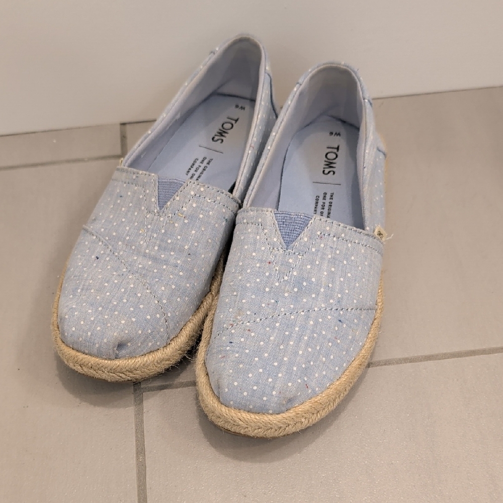 Toms Chambray Dot Espadrille Slip-Ons